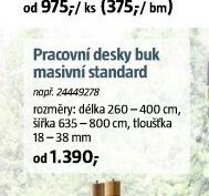 Pracovní desky buk masivní standard