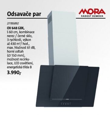Odsavač par MORA OV 648 GBX