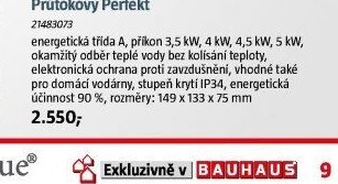 Průtokový ohřívač Perfekt