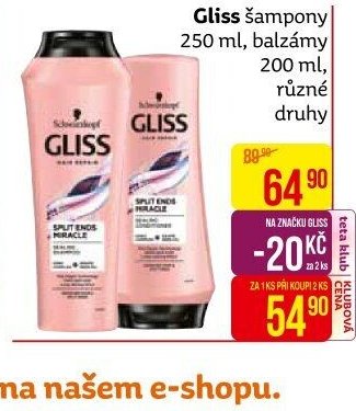 Gliss šampony 250 ml, balzámy 200 ml, různé druhy