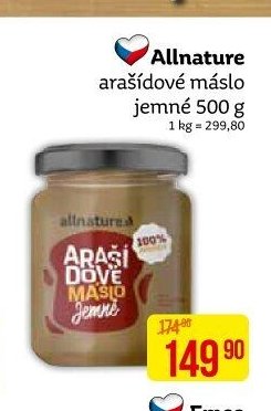 Allnature arašídové máslo jemné 500 g
