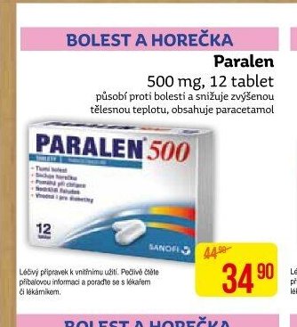 Paralen 500 mg, 12 tablet