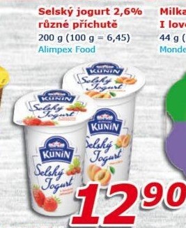 Ochucený jogurt selský Kunín