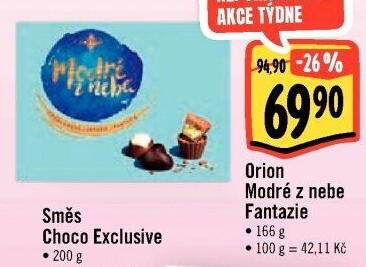 Bonboniéra Čokoládová fantazie Modré z nebe Orion