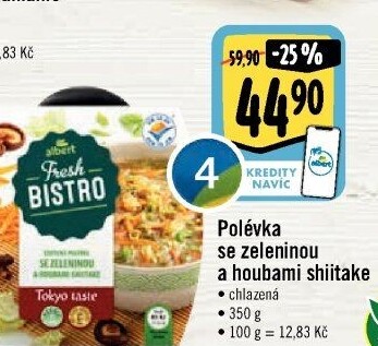 Polévka se zeleninou a houbami shiitake Albert Fresh Bistro