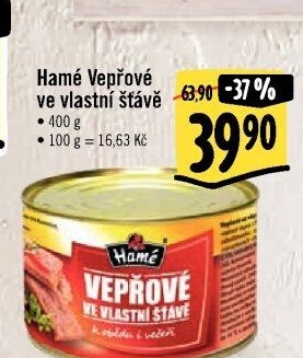 Vepřové maso ve vlastní šťávě Hamé