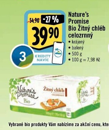 Nature's Promise Bio Žitný chléb celozrnný