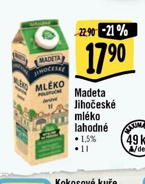 Madeta Jihočeské mléko lahodné