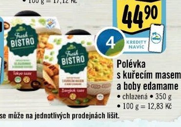 Polévka s kuřecím masem a boby edamame