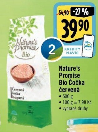 Červená čočka bio Nature'