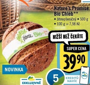 Chléb žitno-pšeničný bio Nature'
