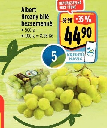 Hrozny bílé bezsemenné Albert