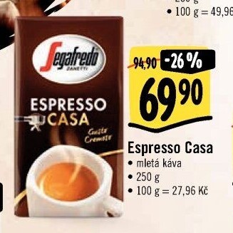 Mletá káva Espresso Casa Segafredo