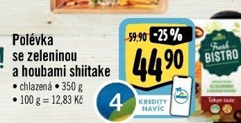 Polévka se zeleninou a houbami shiitake Albert Fresh Bistro