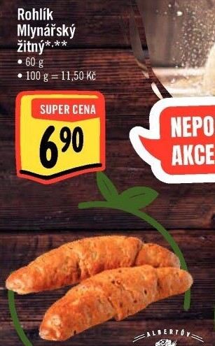 Rohlík Mlynářský žitný Albert