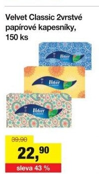 Papírové kapesníčky 2vrstvé Velvet - box