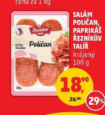 Salám Poličan, Paprikáš, Talíř