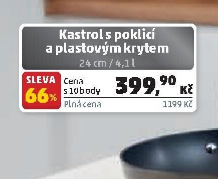 Kastrol s poklicí a plastovým krytem 24 cm / 4,1 l