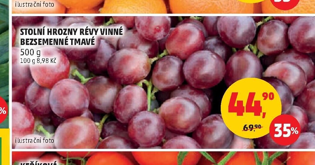 STOLNÍ HROZNY RÉVY VINNÉ BEZSEMENNÉ TMAVÉ