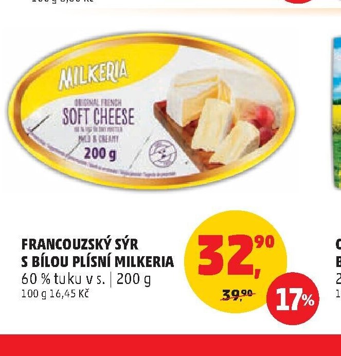 Francouzský sýr s bílou plísní Milkeria