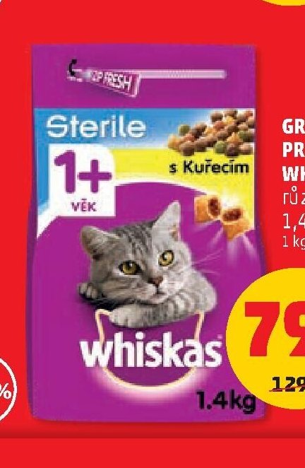 GRANULE PRO KOČKY WHISKAS různé druhy