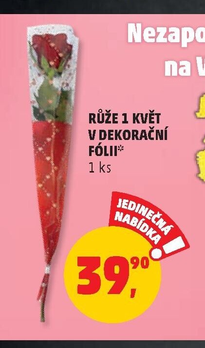 RŮŽE 1 KVĚT V DEKORAČNÍ FÓLII