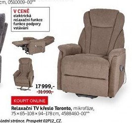 Relaxační TV křeslo Toronto - ASKO akcniletaky.com