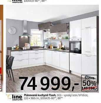 Plánovaná kuchyně Flash, bílá - vysoký lesk/břidlice - ASKO akcniletaky.com