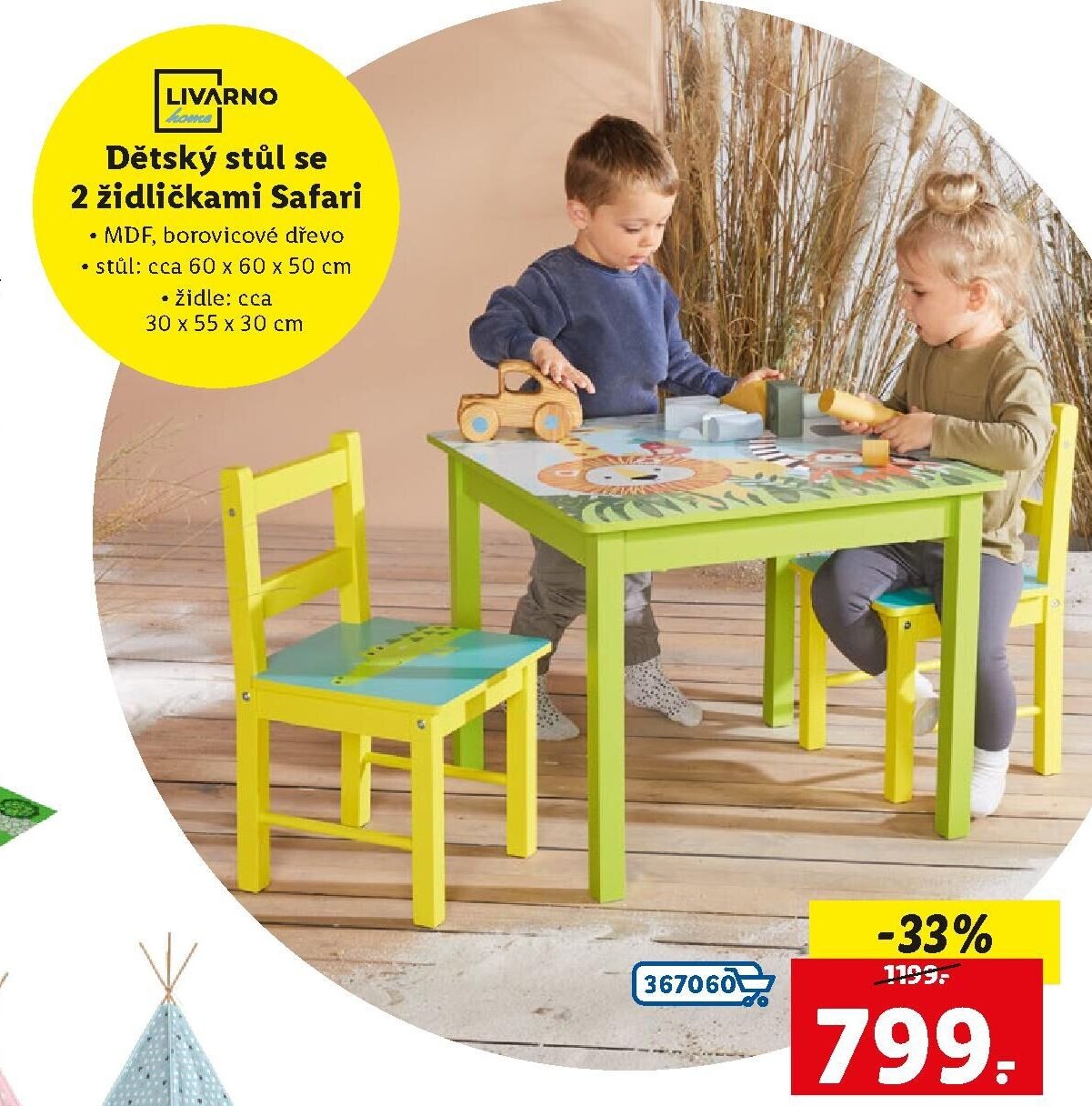 Dětský stůl se 2 židličkami Safari