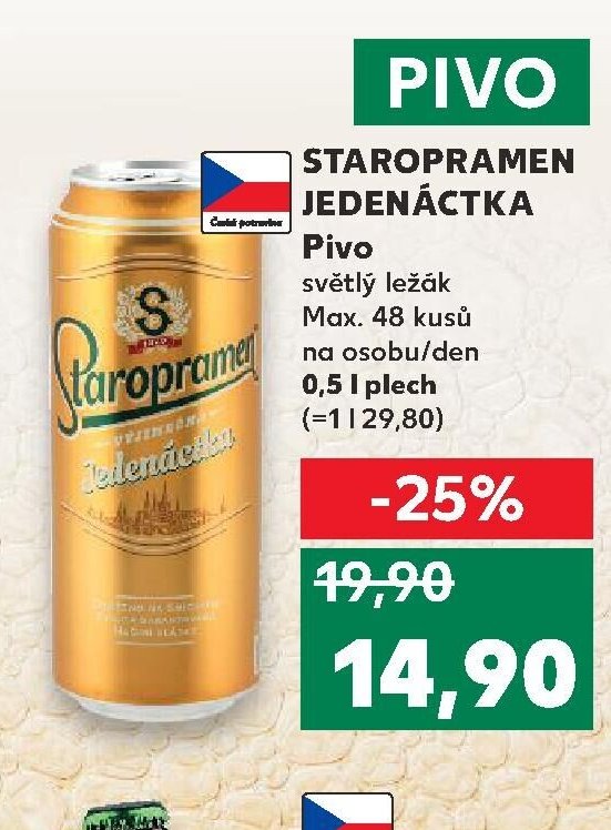 Staropramen Jedenáctka Pivo světlý ležák 0,5 l plech