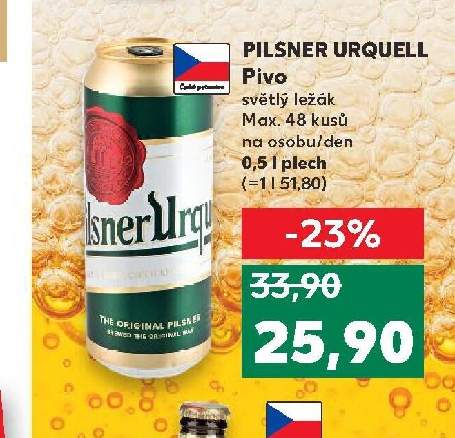 Pilsner Urquell Pivo světlý ležák 0,5 l plech