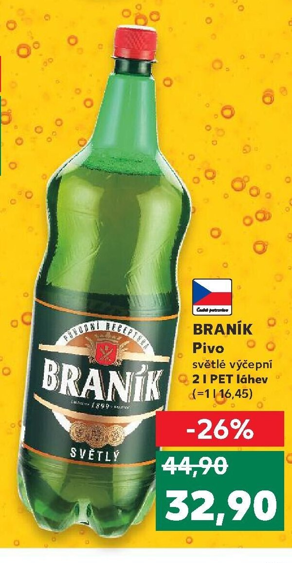 Braník Pivo světlé výčepní 2 l PET láhev