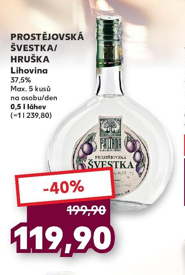 PROSTĚJOVSKÁ ŠVESTKA/HRUŠKA Lihovina 37,5%