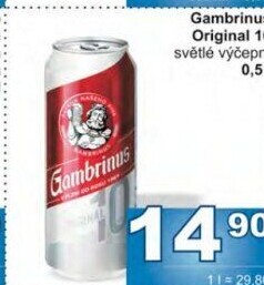 Pivo světlé výčepní Originál 10° Gambrinus