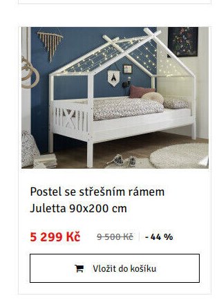 Postel se střešním rámem Juletta 90x200 cm - ASKO akcniletaky.com