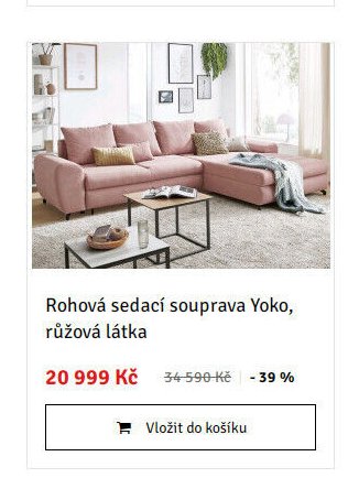 Rohová sedací souprava Yoko, růžová látka - ASKO akcniletaky.com