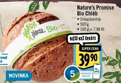 Chléb žitno-pšeničný bio Nature'