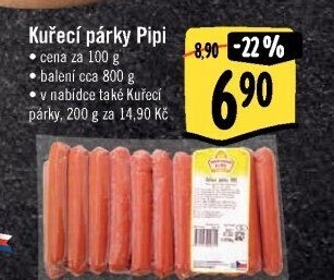 Párky kuřecí Pipi Vodňanské kuře