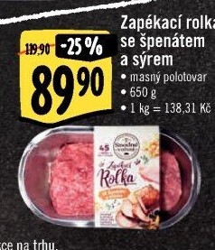 Rolka se špenátem a sýrem Snadné vaření Kostelecké uzeniny