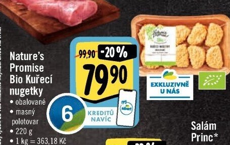 Kuřecí nugetky obalované bio Nature'