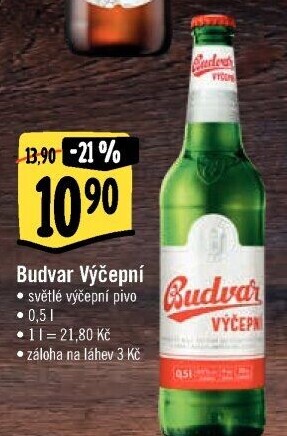 Pivo světlé výčepní Budweiser Budvar