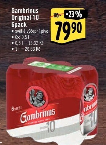Pivo světlé výčepní Originál 10° Gambrinus