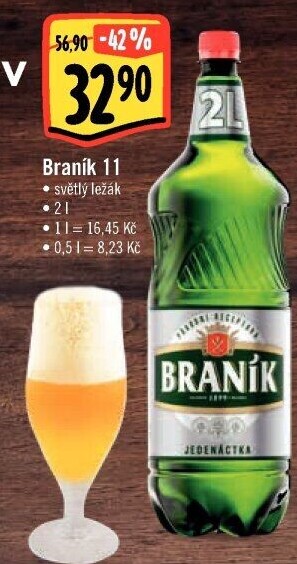 Pivo světlý ležák 11° Jedenáctka Braník