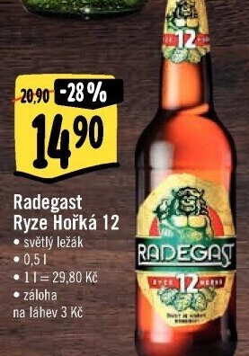 Pivo světlý ležák 12° Ryze hořká Radegast