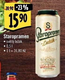 Pivo světlý ležák Staropramen