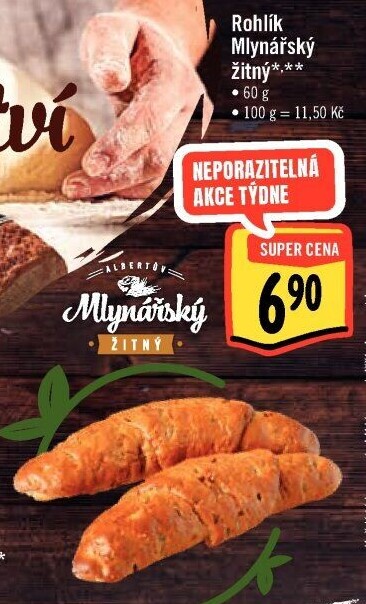 Rohlík Mlynářský žitný Albert