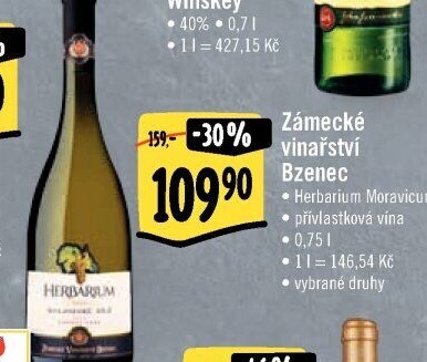 Vína Herbarium Moravicum Zámecké vinařství Bzenec - pozdní sběr