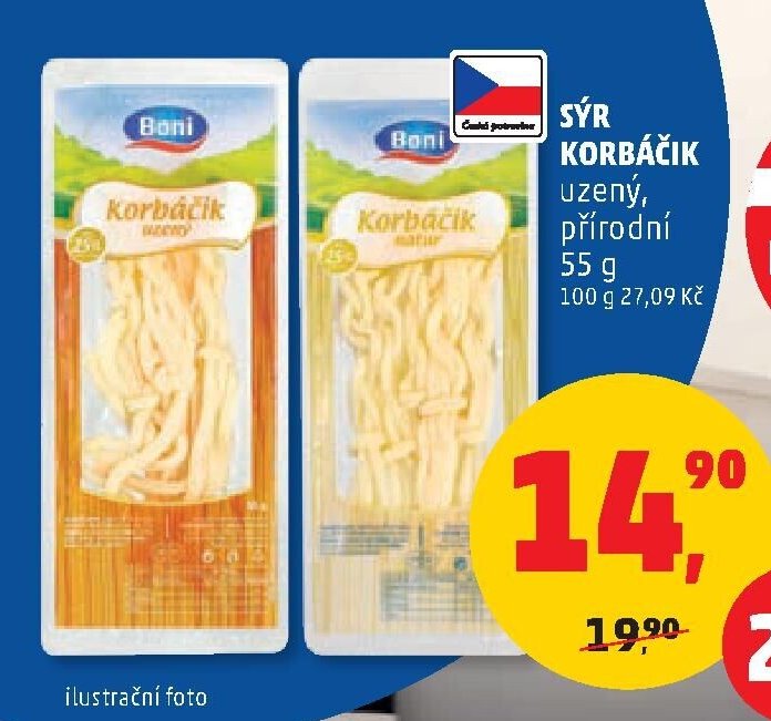 SÝR KORBÁČIK uzený, přírodní