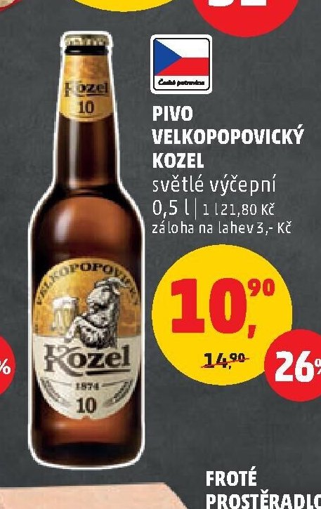 PIVO VELKOPOPOVICKÝ KOZEL světlé výčepní 0,5 l