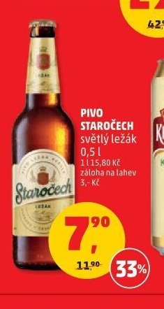 Pivo Staročech světlý ležák 0,5 l